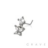 CZ BUTTERFLY DANGLE CZ 316L SURGICAL STEEL L-SHAPE NOSE RING